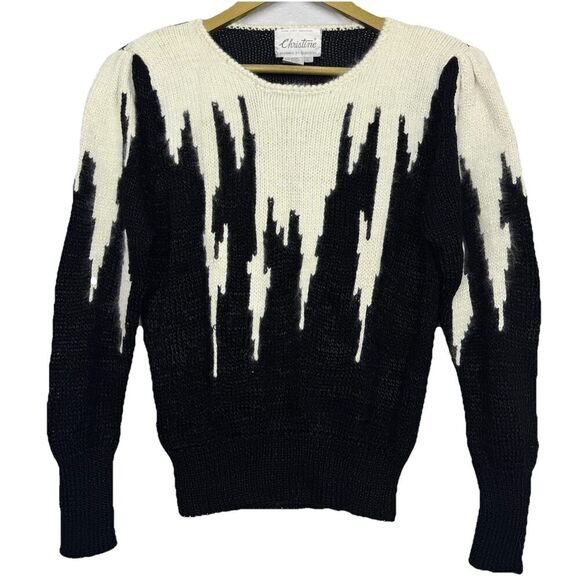 Vintage Sweater Womens Size L Hand Knitted Angora Artsy Whimsigoth Grunge Y2K - Picture 1 of 4
